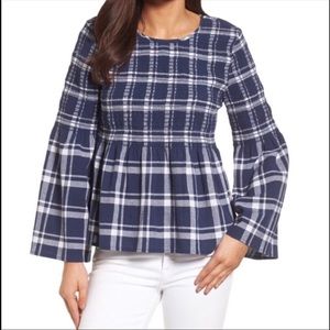 Caslon Smocked Peplum Bell Sleeve Top